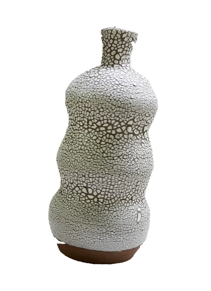 Handmade crackle-glazed ceramic vessel, rotation view 21